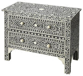 Bone Inlay Floral Chest Of Two Drawer Black 1