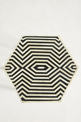Bone Inlay Hexagonal Stripe Side Table Black 2