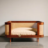 Bobby Premium Home Pets Sleeping Walnut Bed with Rattan