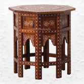 Bone Inlaid Octagonal Side Table Brown 1