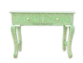 Bone Inlay 2 Drawer Geometric Console Green 1
