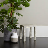 Grey Bone Inlay Floral Side Table