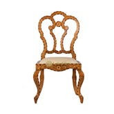Bone Inlay Teakwood Flower Design Chair Brown