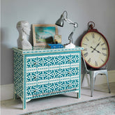 Green Bone Inlay Chest Of 3 Drawer Star Geometrical Design 1