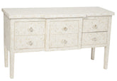 Bone Inlay 6 Drawer Console Table Geometric Design 1