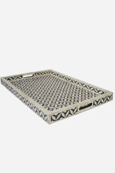 Black Bone Inlay Tray In Geometric Design Black 2