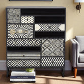 Bone Inlay Ariel Design Cabinet Table Black