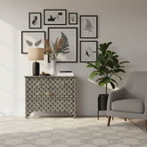 Bone Inlay Arrow Design 4 Drawers Dresser Table Black