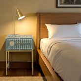 Bone Inlay Brass Dotted Bedside Table Dark Green