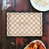 Bone Inlay Checkerboard Design Serving Tray