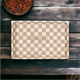 Bone Inlay Checkerboard Design Serving Tray