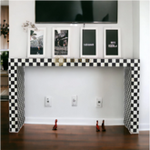 Bone Inlay Checkerboard Design Console Table With Multi Color