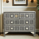 Tribal Bone Inlay Chest of 4 Drawers | Tribal Bone Inlay 4 Drawers Dresser Table