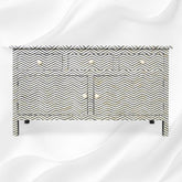 Bone Inlay Chevron 3 Drawer 2 Door Sideboard Black