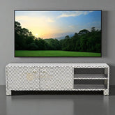 Bone Inlay Chevron Zigzag Design Media Unit | Entertainment Unit
