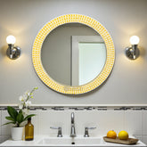 Bone Inlay Devina Diamond Design Mirror Frame Yellow