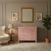 Bone Inlay Diamond Design 4 Drawers Chest Pink