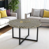 Bone Inlay Diamond Stripe Design Coffee Table Black | Bone Inlay Diamond Stripe Design Center Table Black