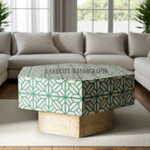 Bone Inlay Fauna Coffee Table Teal Green | Bone Inlay Cocktail Table