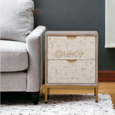 Bone Inlay Fish-scale Design 2 Drawers Bedside