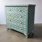 Bone Inlay Floating Flower 5 Drawers Chest Teal Green | Bone Inlay Floating Flower 5 Drawers Dresser Teal Green