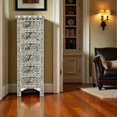 Bone Inlay Floral Design 6 Drawers Lingerie Chest | Bone Inlay Floral Design 6 Drawers Lingerie Tallboy