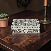 Bone Inlay Floral Design Box Black