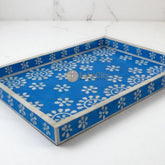 Bone Inlay Flower Pattern Serving Tray
