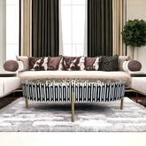 Mesa de centro ovalada Kalmin con incrustaciones de hueso, color negro | Mesa de centro ovalada Kalmin con incrustaciones de hueso, color negro