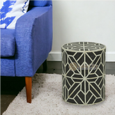 Bone Inlay Geometric Design Amelia Side Stool Table