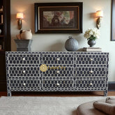 Bone Inlay Honeycomb Design 9 Drawers Chest | Bone Inlay Honeycomb Design 9 Drawers Dresser Table
