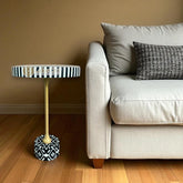 Ikat Bone Inlay End Table Black