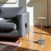 Ikat Bone Inlay End Table Navy Blue