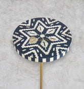 Ikat Bone Inlay End Table Navy Blue
