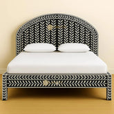 Bone Inlay Leaf Bel Pattern Bed Black