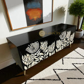 Bone Inlay Lucas Design Media Console Table Black | Bone Inlay Lucas Design Entertainment Unit Black