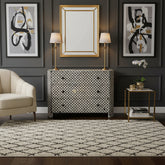 Bone Inlay Manhattan 3 Drawers Chest Black, Bone Inlay Manhattan 3 Drawers Dresser Table Black