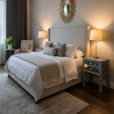 Bone Inlay Moroccan Bedside Long Leg Black