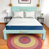 Bone Inlay Moroccan Design Double Bed Mint Green