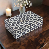 Bone Inlay Moroccan Pattern Box Black