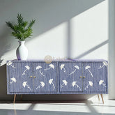 Bone Inlay Motif Design Media Console Table Indigo Blue | Entertainment Unit