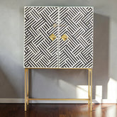Bone Inlay Optical 2 Doors Bar Cabinet Black