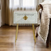 Bone Inlay Optical Design 1 Drawer Bedside Table White | Bone Inlay Optical Design 1 Drawer Nightstand Table White