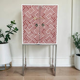 Bone Inlay Optical Design 2 Doors Bar Cabinet Red