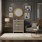 Bone Inlay Pattern 5 Drawer Chest Black