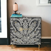 Bone Inlay Lucienne Three Drawer Dresser Black