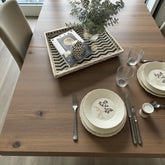 Bone Inlay Rectangle Chevron Pattern Tray Black