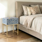 Scroll Vine Bone Inlay Nightstand Blue