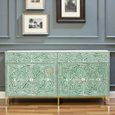 Bone Inlay Scroll-vine 2 Drawers & 4 Doors Buffet Green