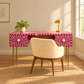 Bone Inlay Scroll-vine Design 2 Drawers Desk | Console Table With Multi Colors
